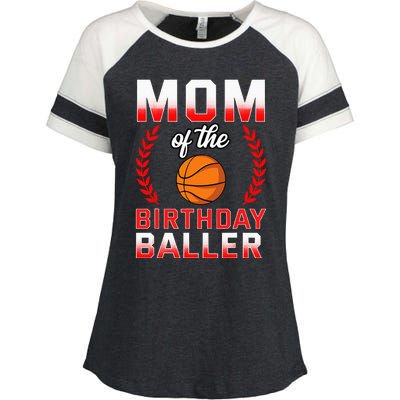 Mom Of The Birthday Boy Basketball Bday Celebration Enza Ladies Jersey Colorblock Tee