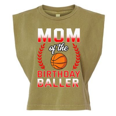 Mom Of The Birthday Boy Basketball Bday Celebration Garment-Dyed Women's Muscle Tee