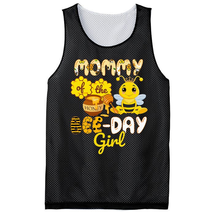 Mommy Of The Bee Day Girl Funny Bee Birthday Party Mesh Reversible Basketball Jersey Tank