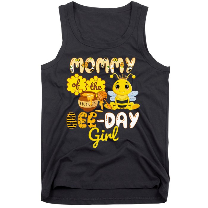 Mommy Of The Bee Day Girl Funny Bee Birthday Party Tank Top