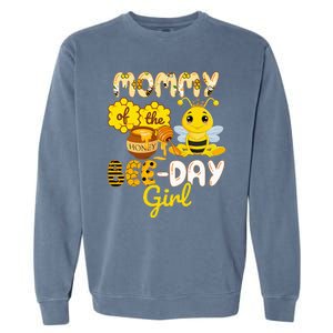 Mommy Of The Bee Day Girl Funny Bee Birthday Party Garment-Dyed Sweatshirt