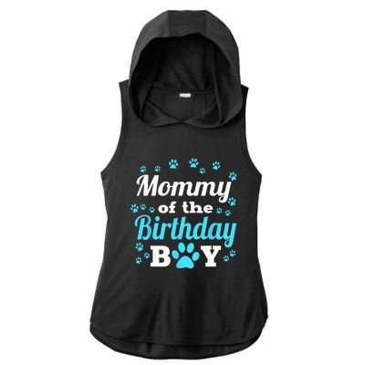 Mommy Of The Birthday Boy Dog Paw Bday Party Celebration Ladies PosiCharge Tri-Blend Wicking Draft Hoodie Tank