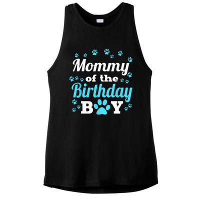 Mommy Of The Birthday Boy Dog Paw Bday Party Celebration Ladies PosiCharge Tri-Blend Wicking Tank