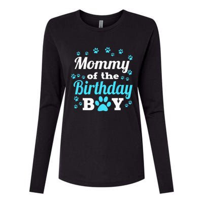 Mommy Of The Birthday Boy Dog Paw Bday Party Celebration Womens Cotton Relaxed Long Sleeve T-Shirt