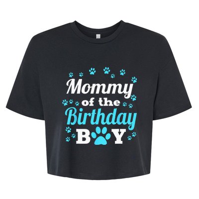 Mommy Of The Birthday Boy Dog Paw Bday Party Celebration Bella+Canvas Jersey Crop Tee