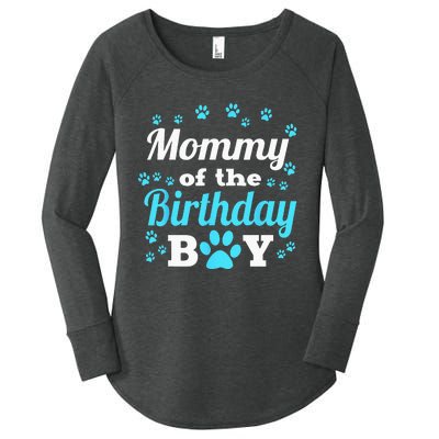 Mommy Of The Birthday Boy Dog Paw Bday Party Celebration Women's Perfect Tri Tunic Long Sleeve Shirt