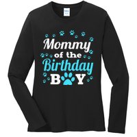 Mommy Of The Birthday Boy Dog Paw Bday Party Celebration Ladies Long Sleeve Shirt