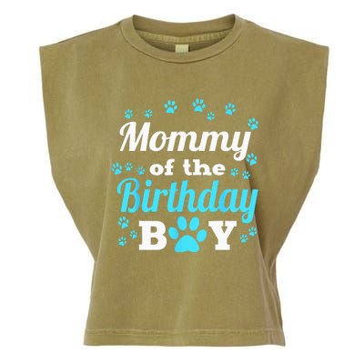 Mommy Of The Birthday Boy Dog Paw Bday Party Celebration Garment-Dyed Women's Muscle Tee