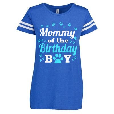 Mommy Of The Birthday Boy Dog Paw Bday Party Celebration Enza Ladies Jersey Football T-Shirt