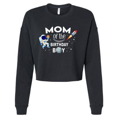 Mom of The Birthday Space Astronaut gift for Birthday Cropped Pullover Crew