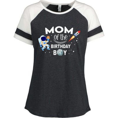 Mom of The Birthday Space Astronaut gift for Birthday Enza Ladies Jersey Colorblock Tee