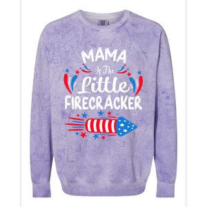 Mama Of The Little Firecracker 4th Of July Birthday Party Cool Gift Colorblast Crewneck Sweatshirt