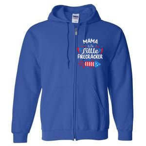 Mama Of The Little Firecracker 4th Of July Birthday Party Cool Gift Full Zip Hoodie