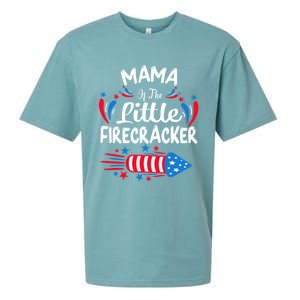 Mama Of The Little Firecracker 4th Of July Birthday Party Cool Gift Sueded Cloud Jersey T-Shirt