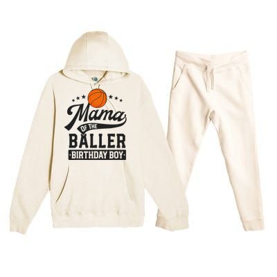 Mama Of The Baller Birthday Mom Basketball Themed Party Premium Hooded Sweatsuit Set