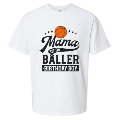 Mama Of The Baller Birthday Mom Basketball Themed Party Sueded Cloud Jersey T-Shirt