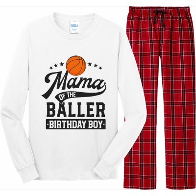 Mama Of The Baller Birthday Mom Basketball Themed Party Long Sleeve Pajama Set