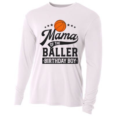 Mama Of The Baller Birthday Mom Basketball Themed Party Cooling Performance Long Sleeve Crew