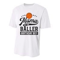 Mama Of The Baller Birthday Mom Basketball Themed Party Performance Sprint T-Shirt