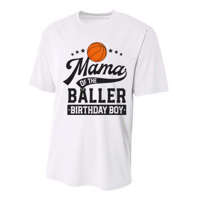 Mama Of The Baller Birthday Mom Basketball Themed Party Performance Sprint T-Shirt