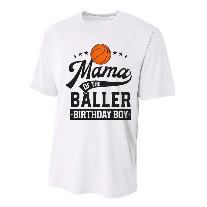 Mama Of The Baller Birthday Mom Basketball Themed Party Performance Sprint T-Shirt