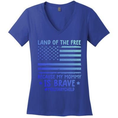 Month Of The Military Land Of Free Because My Mommy Is Brave Meaningful Gift Women's V-Neck T-Shirt