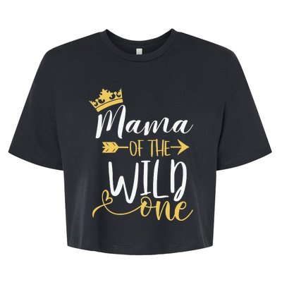 Mama of the Wild One 1st Birthday Matching First Thing Mommy Bella+Canvas Jersey Crop Tee