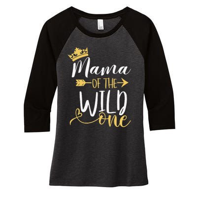 Mama of the Wild One 1st Birthday Matching First Thing Mommy Women's Tri-Blend 3/4-Sleeve Raglan Shirt