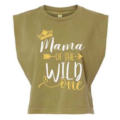 Mama of the Wild One 1st Birthday Matching First Thing Mommy Garment-Dyed Women's Muscle Tee