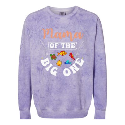 Mama Of The Big One Fishing Birthday Party Bday Colorblast Crewneck Sweatshirt