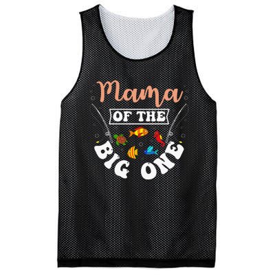 Mama Of The Big One Fishing Birthday Party Bday Mesh Reversible Basketball Jersey Tank