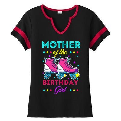 Mother of the Birthday Roller Skates Bday Skating Theme Ladies Halftime Notch Neck Tee