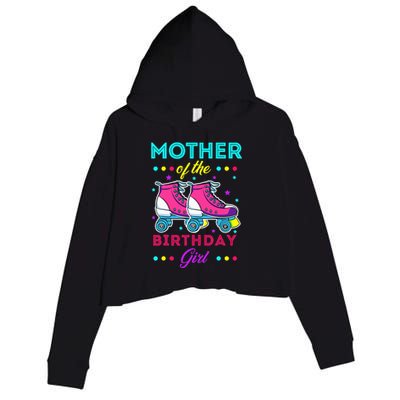 Mother of the Birthday Roller Skates Bday Skating Theme Crop Fleece Hoodie