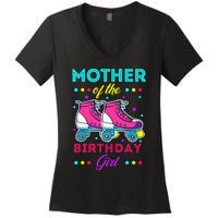 Mother of the Birthday Roller Skates Bday Skating Theme Women's V-Neck T-Shirt