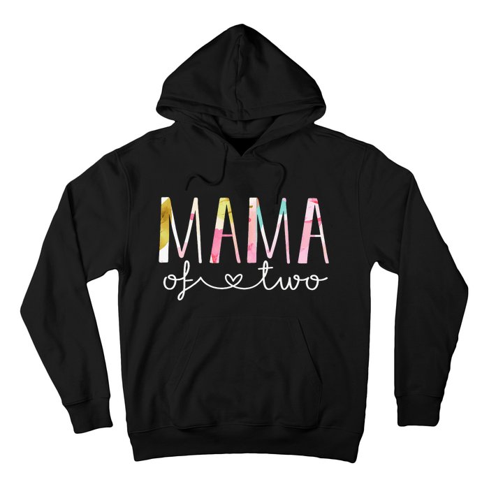 Mama Of Two Cute Floral Design Twin Mom Mother Of 2 Hoodie