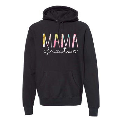 Mama Of Two Cute Floral Design Twin Mom Mother Of 2 Premium Hoodie