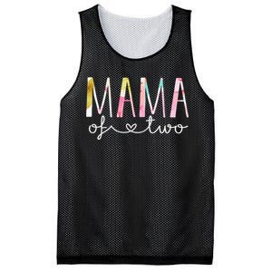 Mama Of Two Cute Floral Design Twin Mom Mother Of 2 Mesh Reversible Basketball Jersey Tank