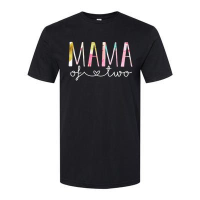 Mama Of Two Cute Floral Design Twin Mom Mother Of 2 Softstyle CVC T-Shirt