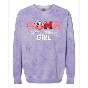 Mama of The Birthday Cow Family Cow Farm Matching Colorblast Crewneck Sweatshirt