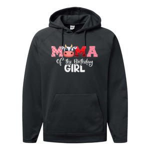 Mama of The Birthday Cow Family Cow Farm Matching Performance Fleece Hoodie