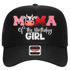 Mama of The Birthday Cow Family Cow Farm Matching High Crown Mesh Back Trucker Hat