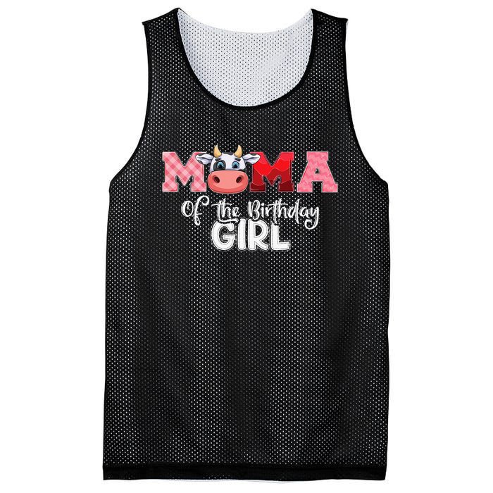 Mama of The Birthday Cow Family Cow Farm Matching Mesh Reversible Basketball Jersey Tank