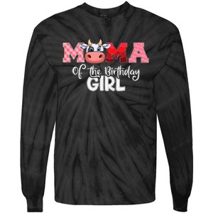 Mama of The Birthday Cow Family Cow Farm Matching Tie-Dye Long Sleeve Shirt