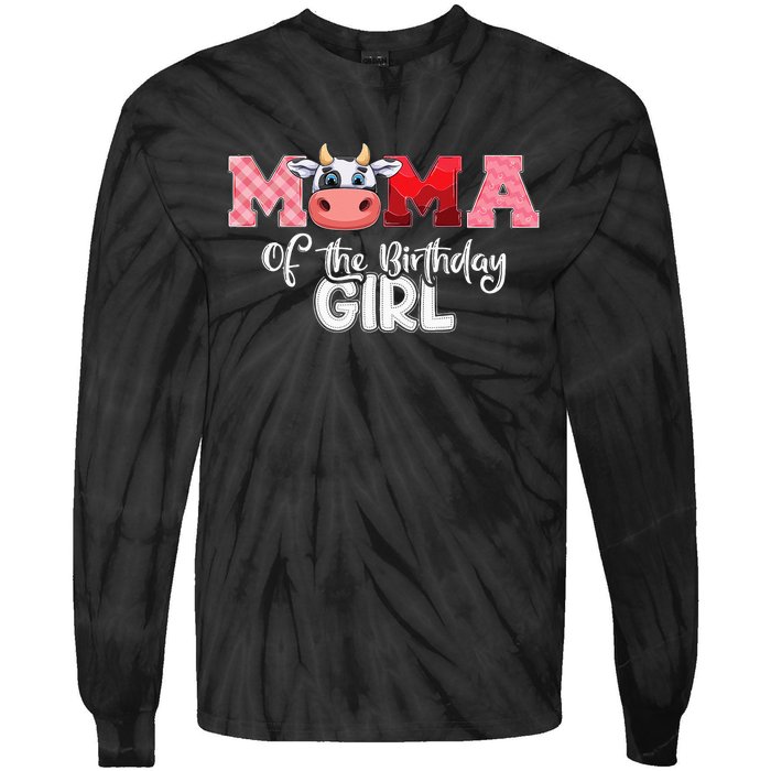 Mama of The Birthday Cow Family Cow Farm Matching Tie-Dye Long Sleeve Shirt