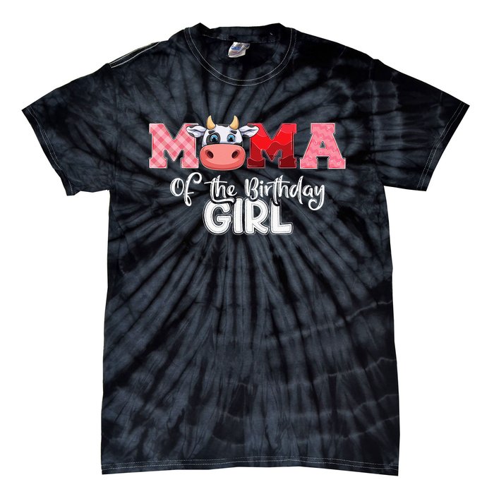 Mama of The Birthday Cow Family Cow Farm Matching Tie-Dye T-Shirt