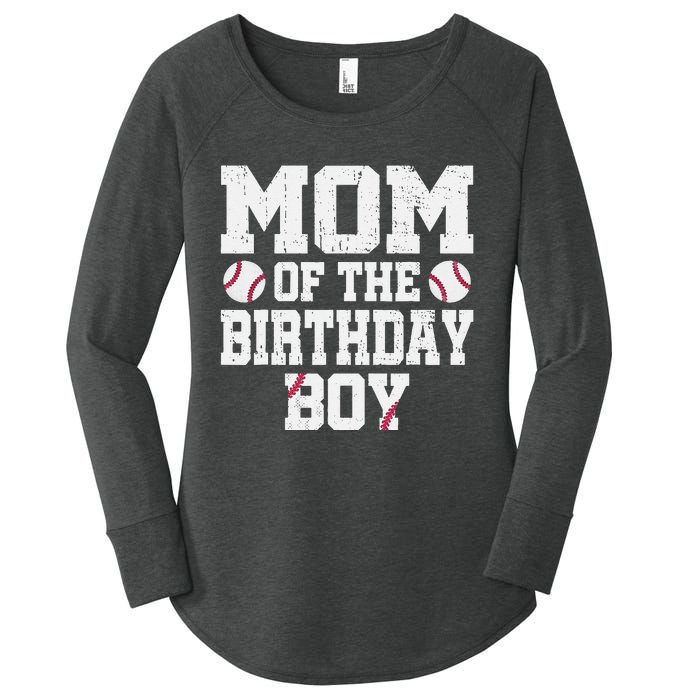 Mom Of The Birthday Boy Baseball Jersey Vintage Retro Women's Perfect Tri Tunic Long Sleeve Shirt