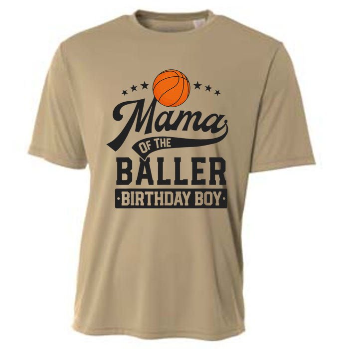 Mama Of The Baller Birthday Bboy Mom Basketball Themed Party Cooling Performance Crew T-Shirt