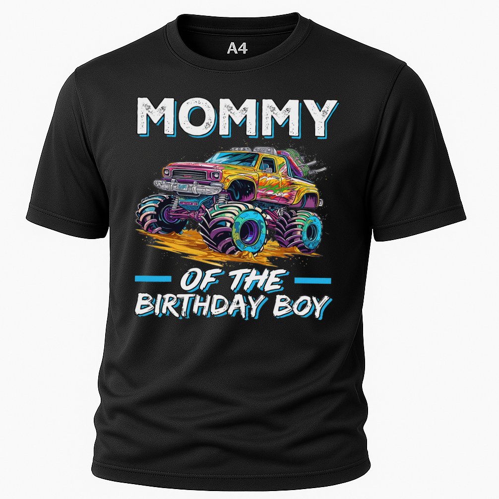 Mommy Of The Birthday Boy Monster Truck Birthday First Bday Cooling Performance Crew T-Shirt
