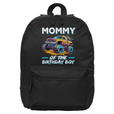 Mommy Of The Birthday Boy Monster Truck Birthday First Bday 16 in Basic Backpack