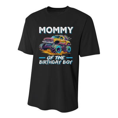 Mommy Of The Birthday Boy Monster Truck Birthday First Bday Youth Performance Sprint T-Shirt